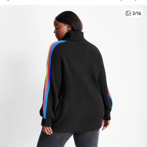 Turtleneck Sweater with Neon Stripes Future Collective with Kahlana Barfield - Picture 5 of 5